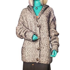 FOREIGN EXCHANGE Chunky Knit Hooded Cardigan Sweater Size Large
